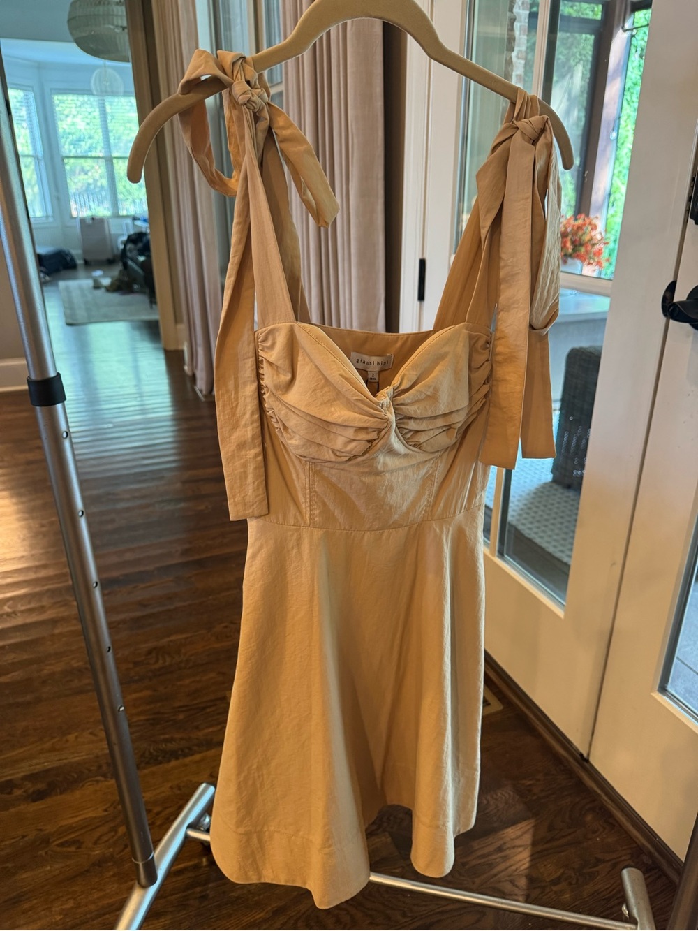 Gianni Bini Light Tan Tie-Shoulder Midi Dress